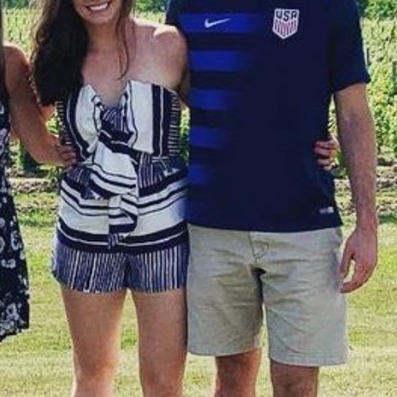 Navy and white romper, size medium. - Picture 3 of 3